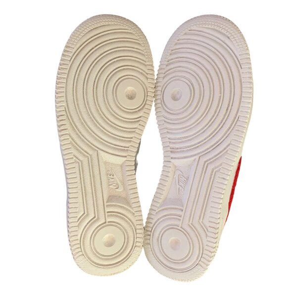 Nike Air Force 1 3D Chenille Swoosh Low Top Sneakers White Red 5.5Y Y2K Classic - Picture 7 of 12